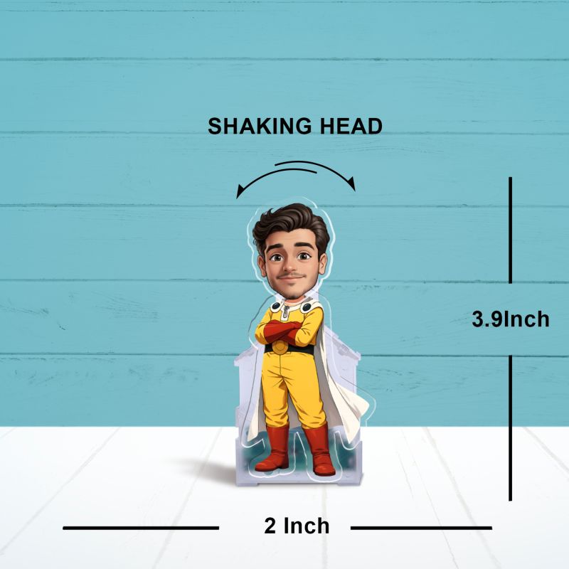 Personalized One PunchMan652 Anime Theme Bobblehead Caricature Solar Powered Moving Head for Car Dashboard, Home and Office Desktop Birthday Return Gift for Kids